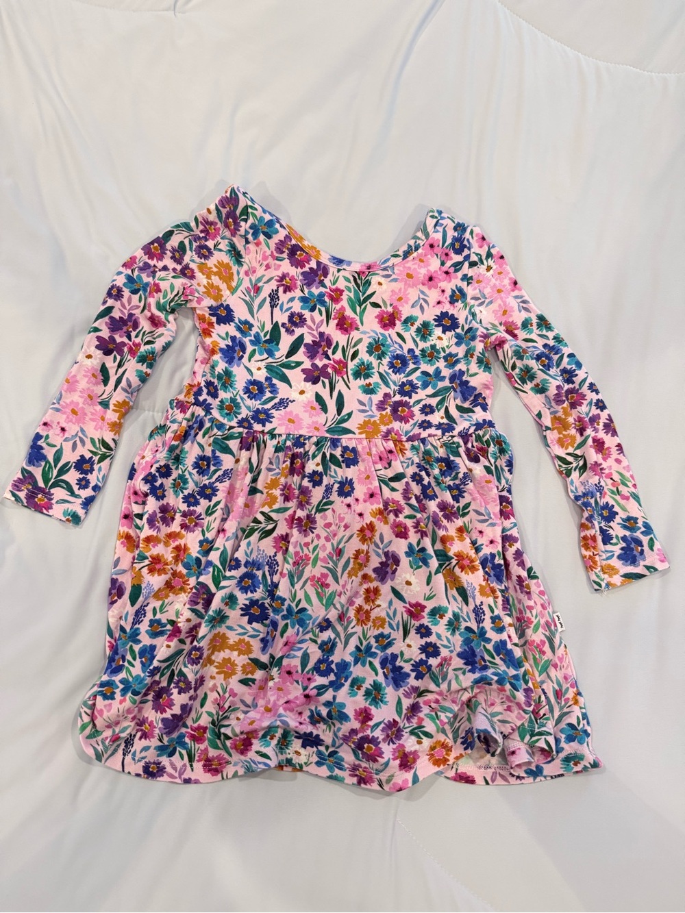 Little Sleepies Sweet Pea Pink Floral Long-Sleeve Dress - Sz 18-24M